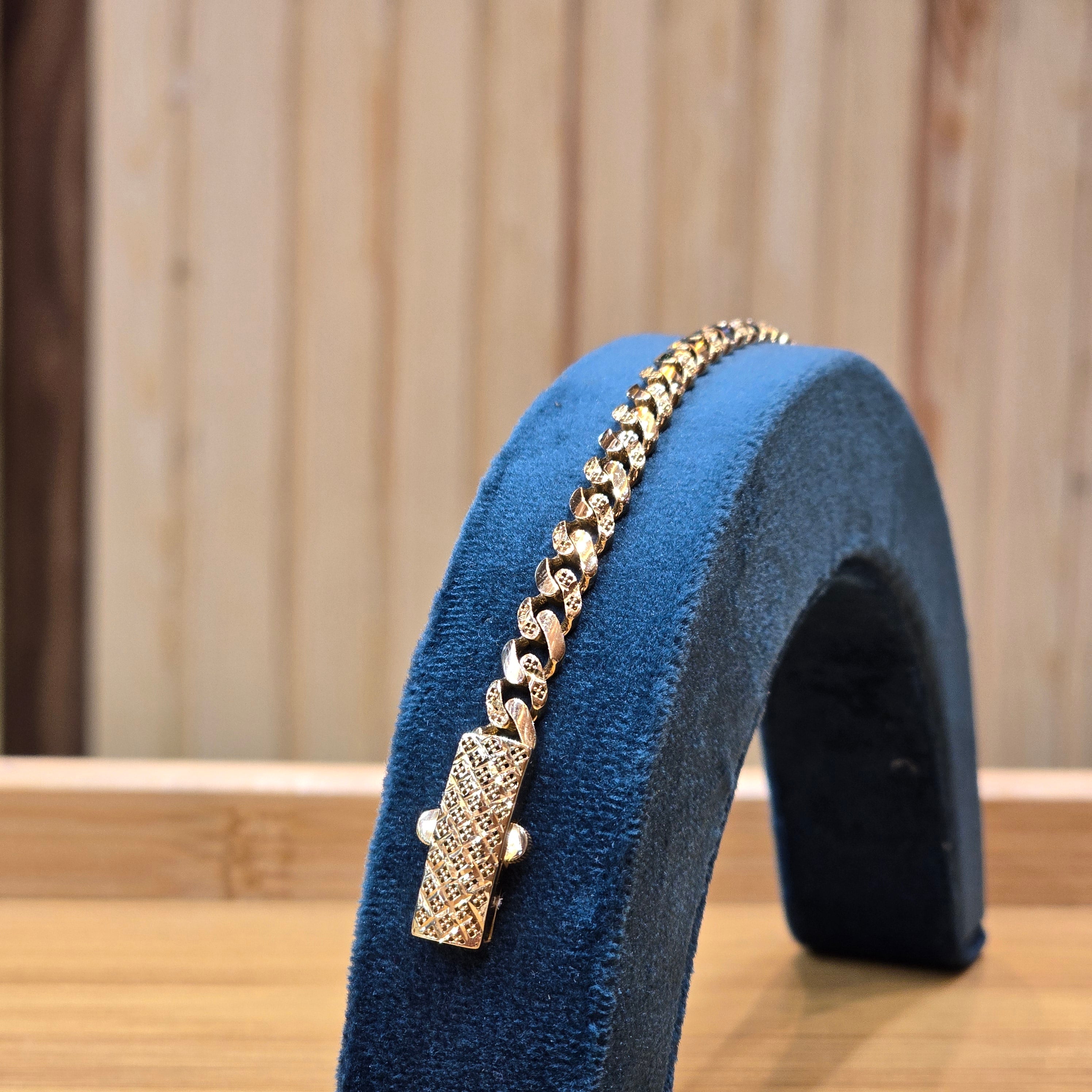 Gourmette monaco ciselée en or 18k